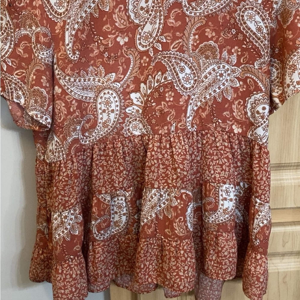 Paper Crane Brown and White Tunic Top